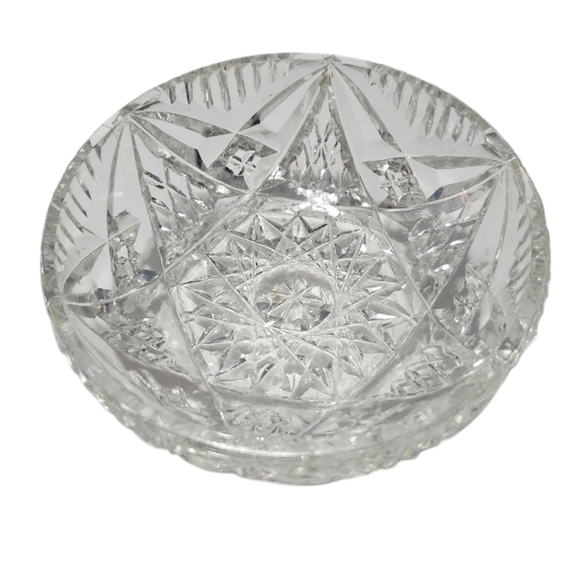 Vintage Cut Glass Dresser/Vanity Jar Textured Glass with Intricate Design - Picture 6 of 14